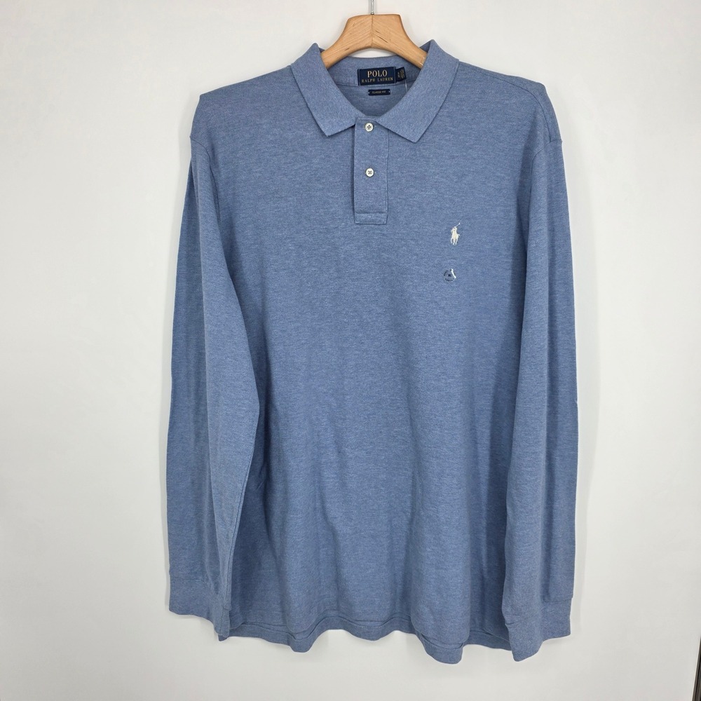 Polo Ralph Lauren Mens Long Sleeve Polo Shirt Classic Fit Light Blue XL NWT